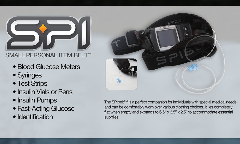 SPIbelt Diabetic Belt carries glucose meters and supplies for quick access.