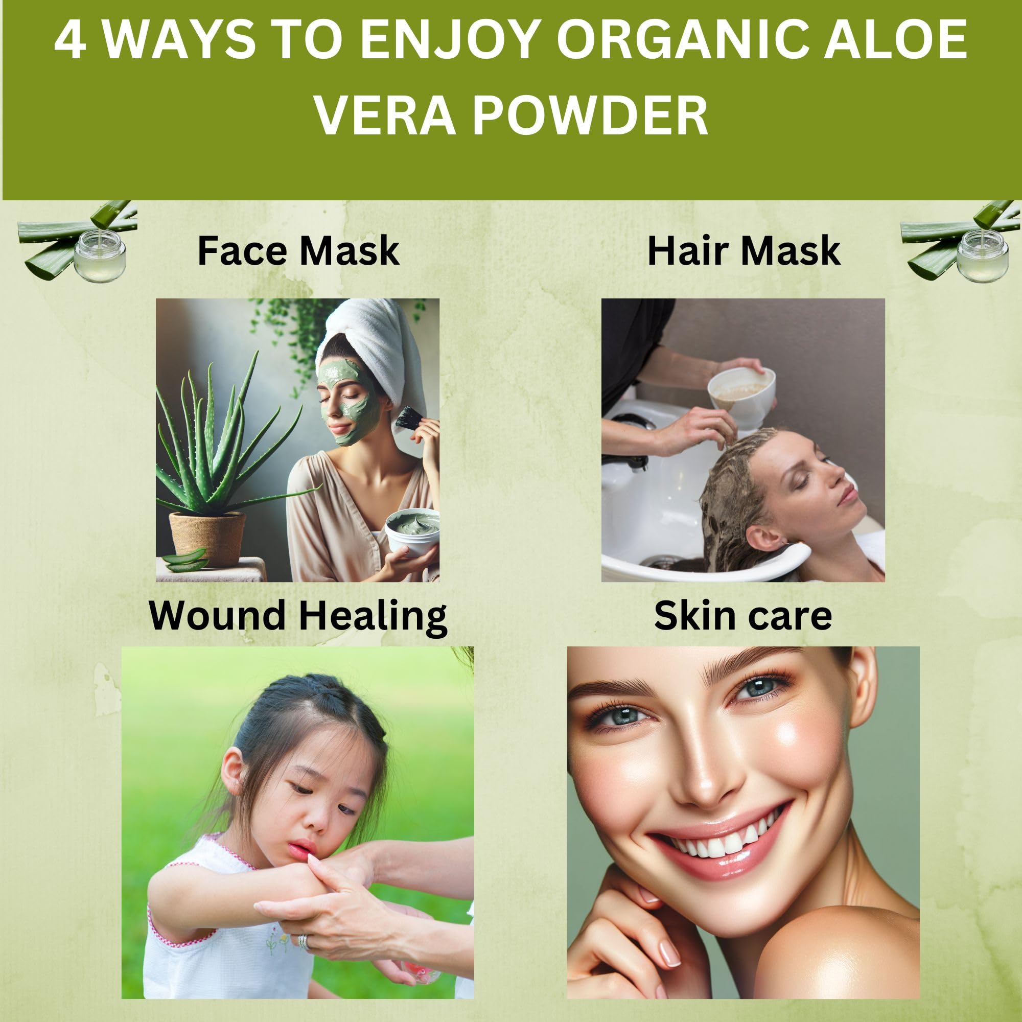 SPICY ORGANIC Aloe Vera Powder applied as a nourishing hair mask for softness.