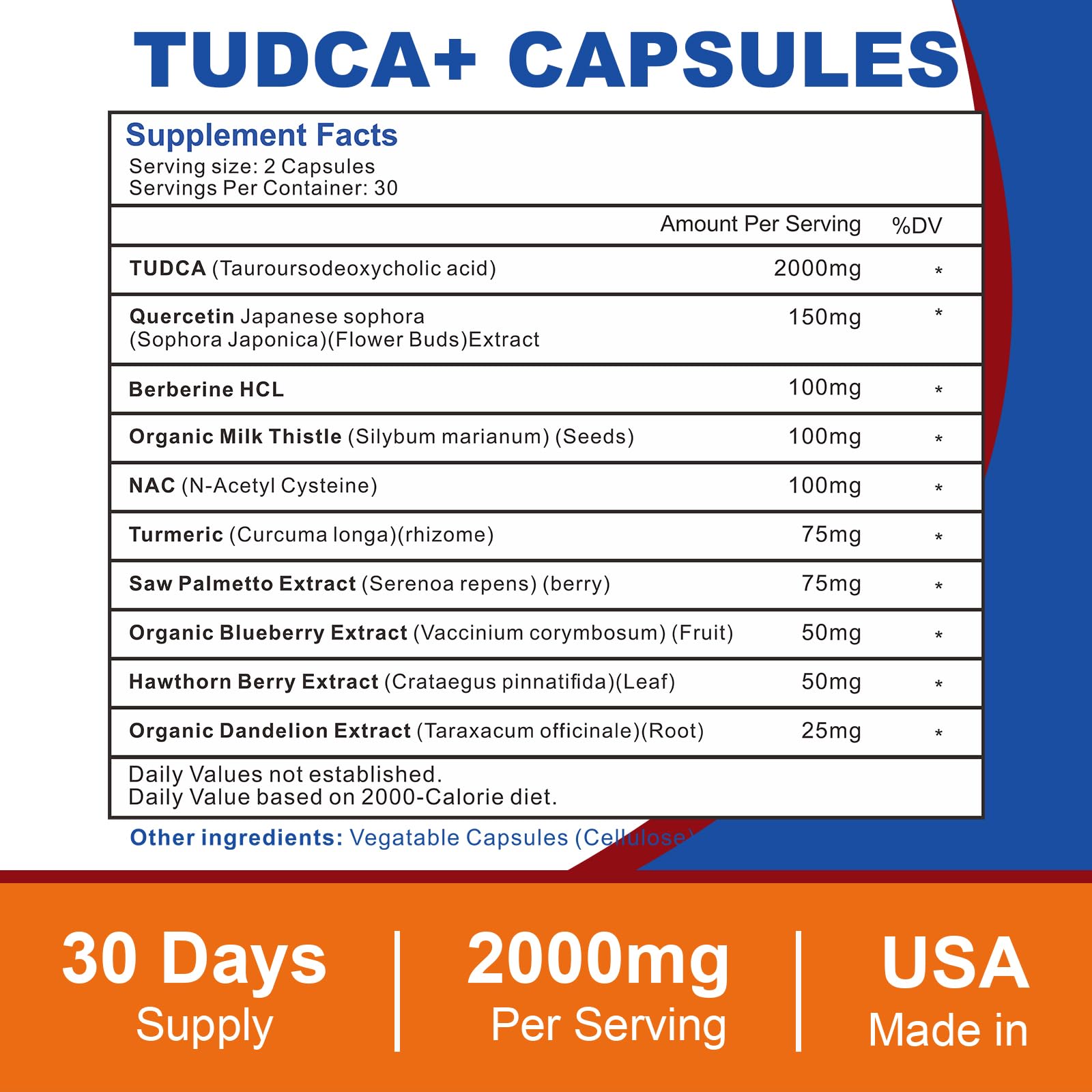 Closeup of Spliferkou Tudca 2000mg capsules highlighting vegetarian formula