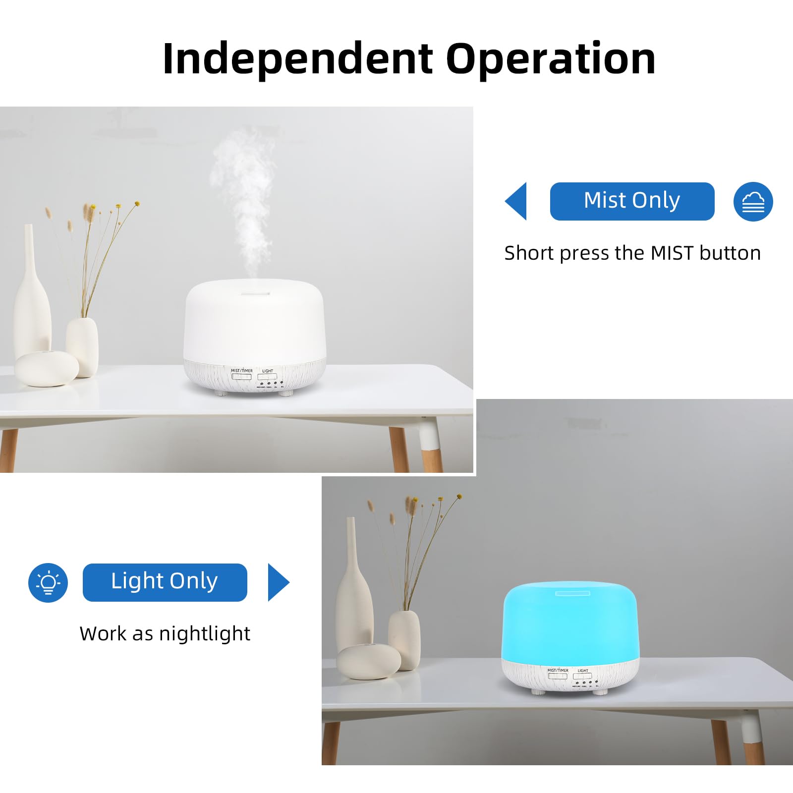 SPLITSKY diffuser shows seven LED colors for ambient mood