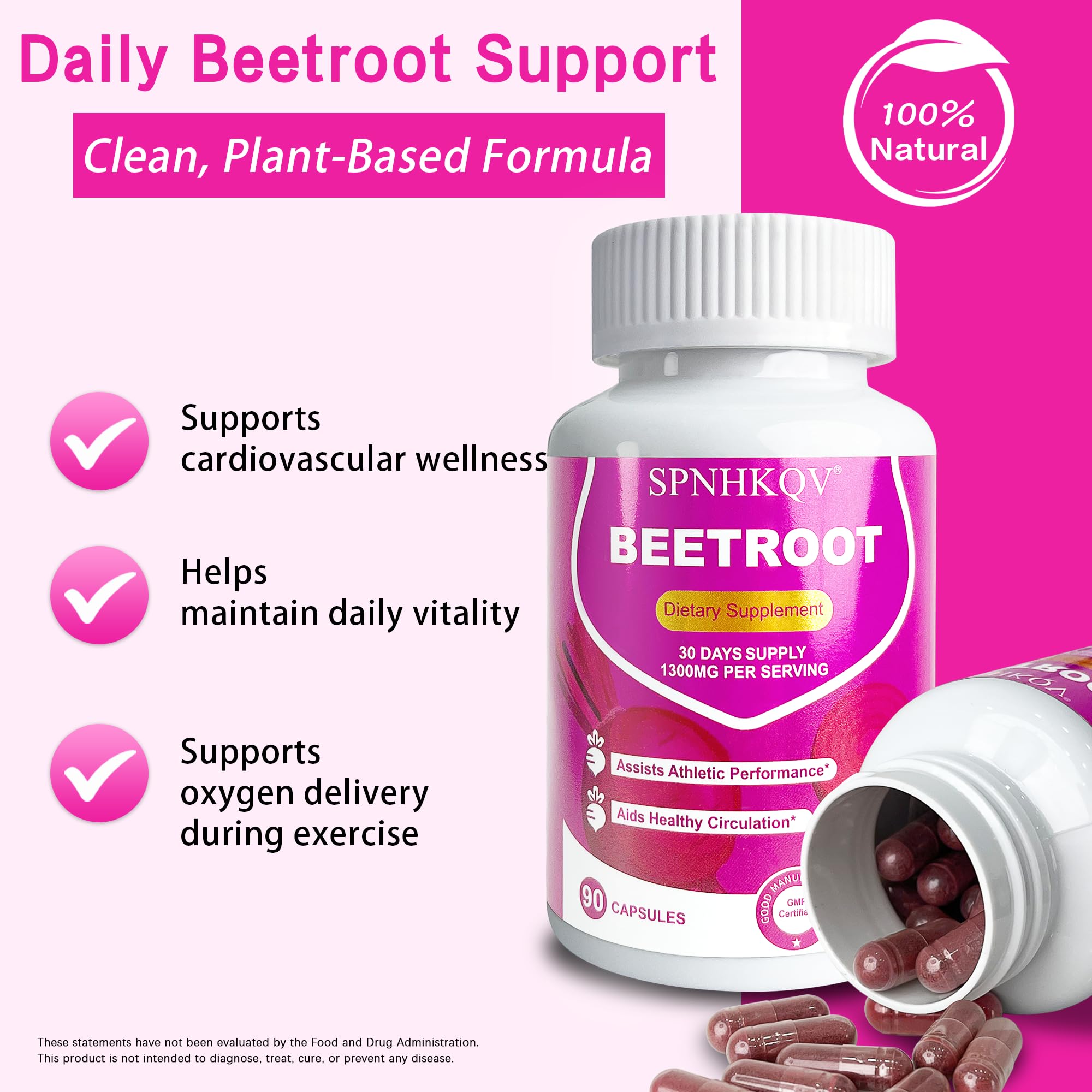 SPNHKOV beetroot capsules on workout setup illustrating daily cardiovascular-friendly supplementation.