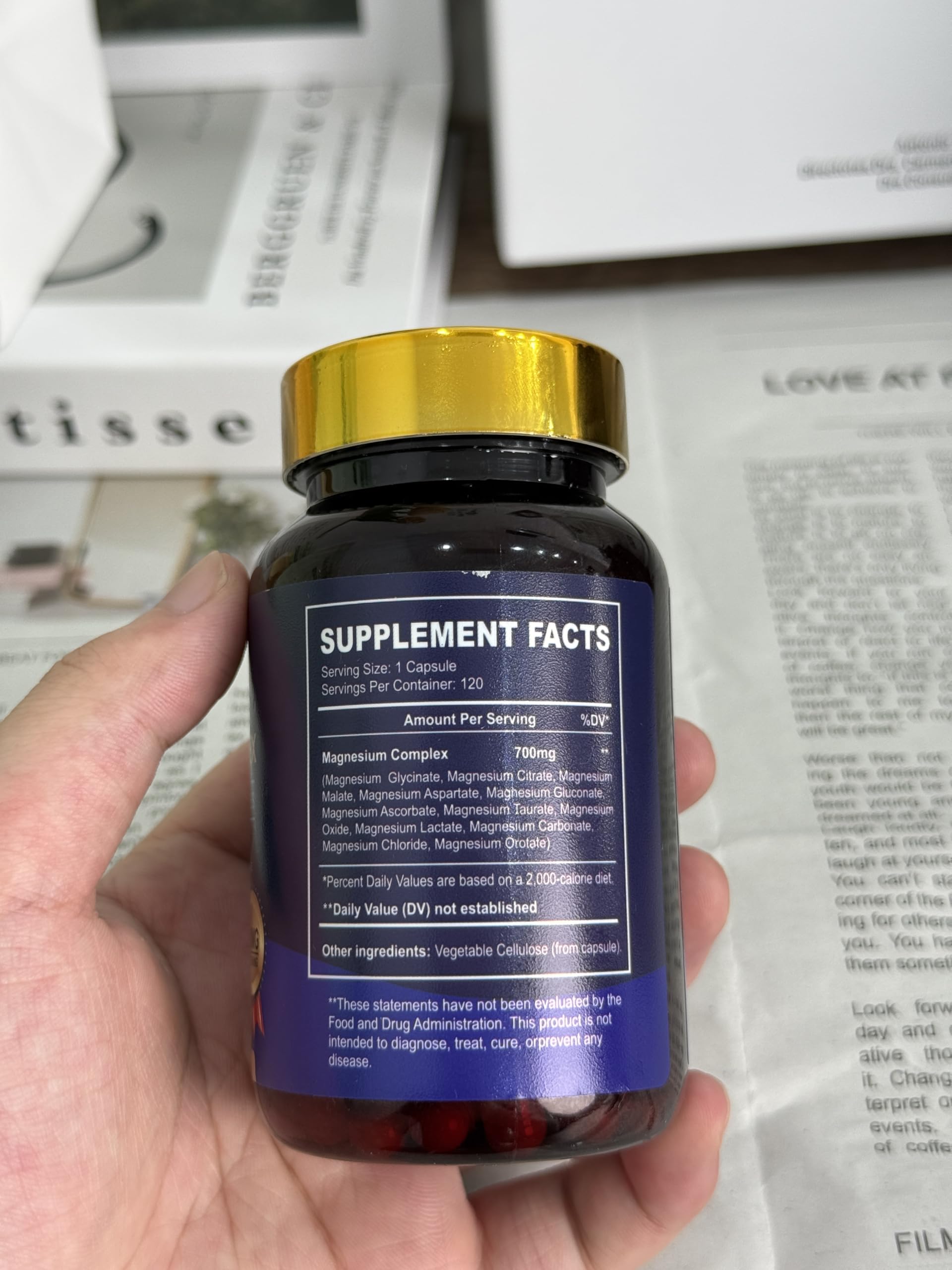 SPNHKOV Magnesium 12-in-1 bottle on nightstand suggesting sleep support