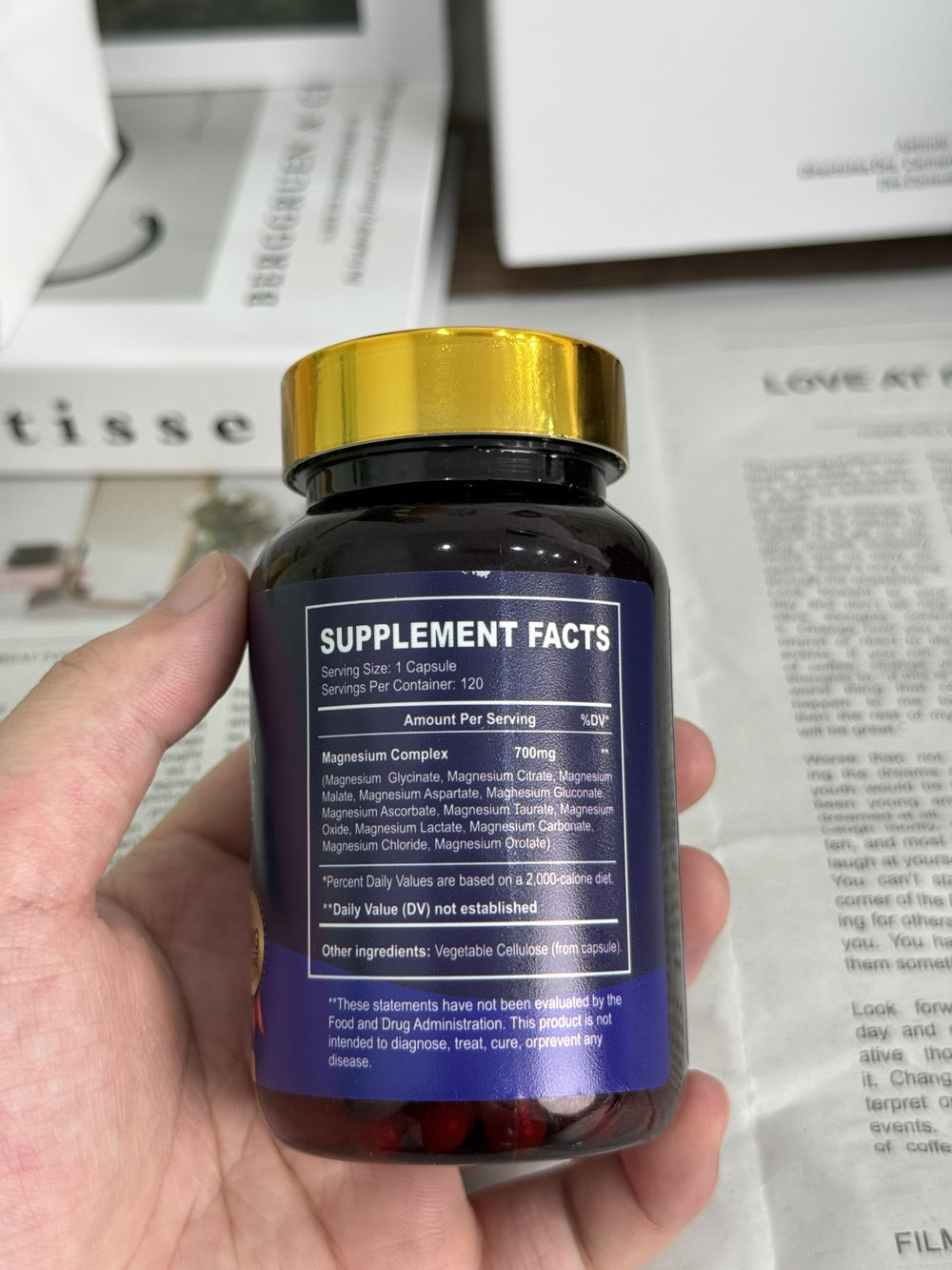 SPNHKOV Magnesium 12-in-1 bottle on nightstand suggesting sleep support