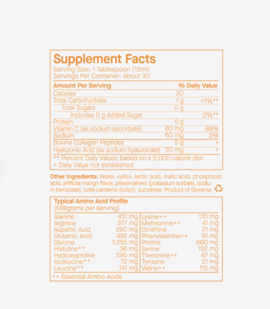 SpoiledChild Collagen ingredients label highlights Vitamin C and Hyaluronic Acid for skin support.