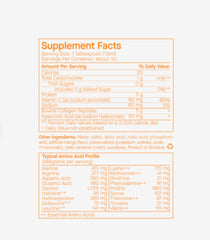 SpoiledChild Collagen ingredients label highlights Vitamin C and Hyaluronic Acid for skin support.