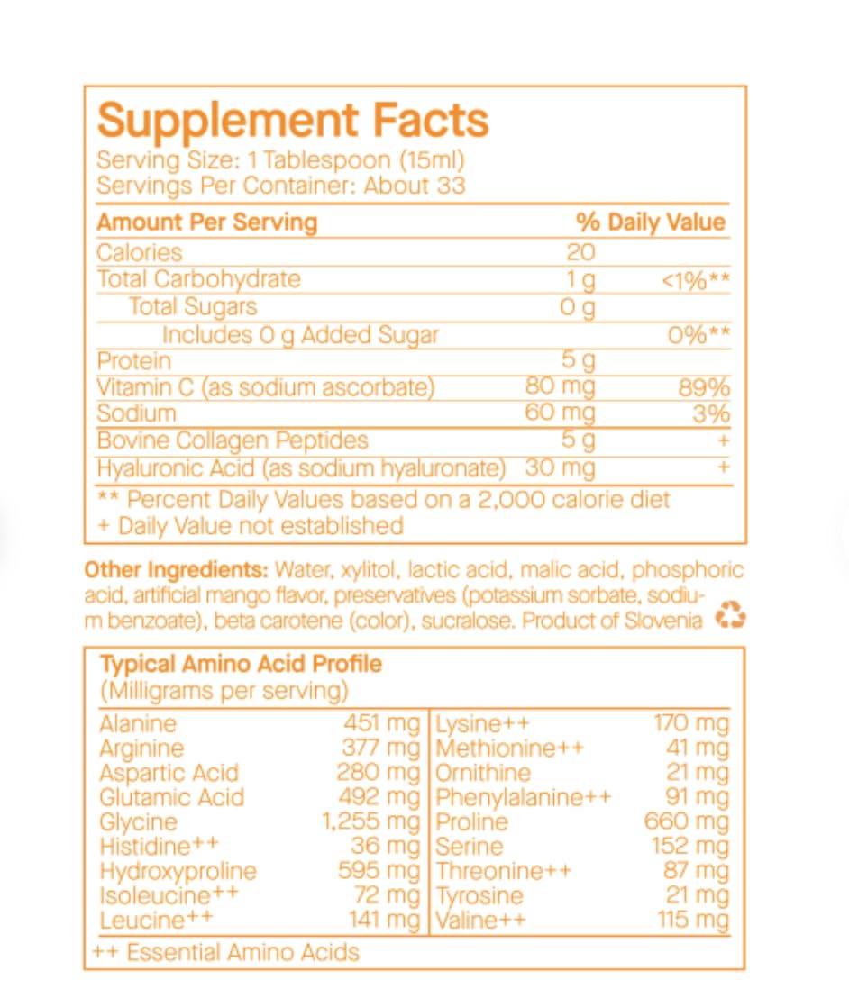 SpoiledChild collagen mango glass served, suggesting versatile daily use and flavor