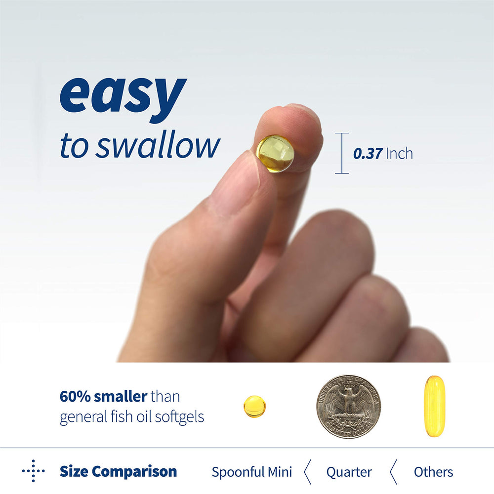 Spoonful iFOS-certified mini softgels icon communicates purity and freshness.