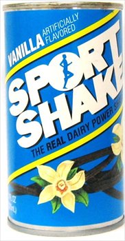 Sport Shake Vanilla Power Shake bottle on kitchen counter, ideal for quick post-workout recovery.