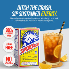 SPORTea Iced glass of 8oz serve on ice showcasing thirst-quenching look.