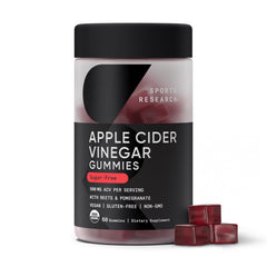 Sports Research ACV Gummies bottle highlights plant-based daily wellness support.