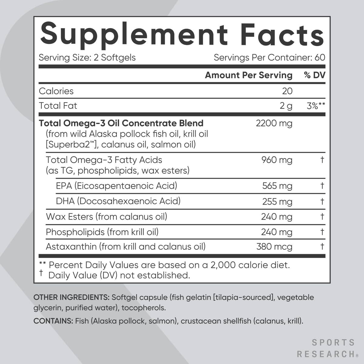 Sports Research Alaska pollock oil icon illustrates sustainable omega-3 sourcing.