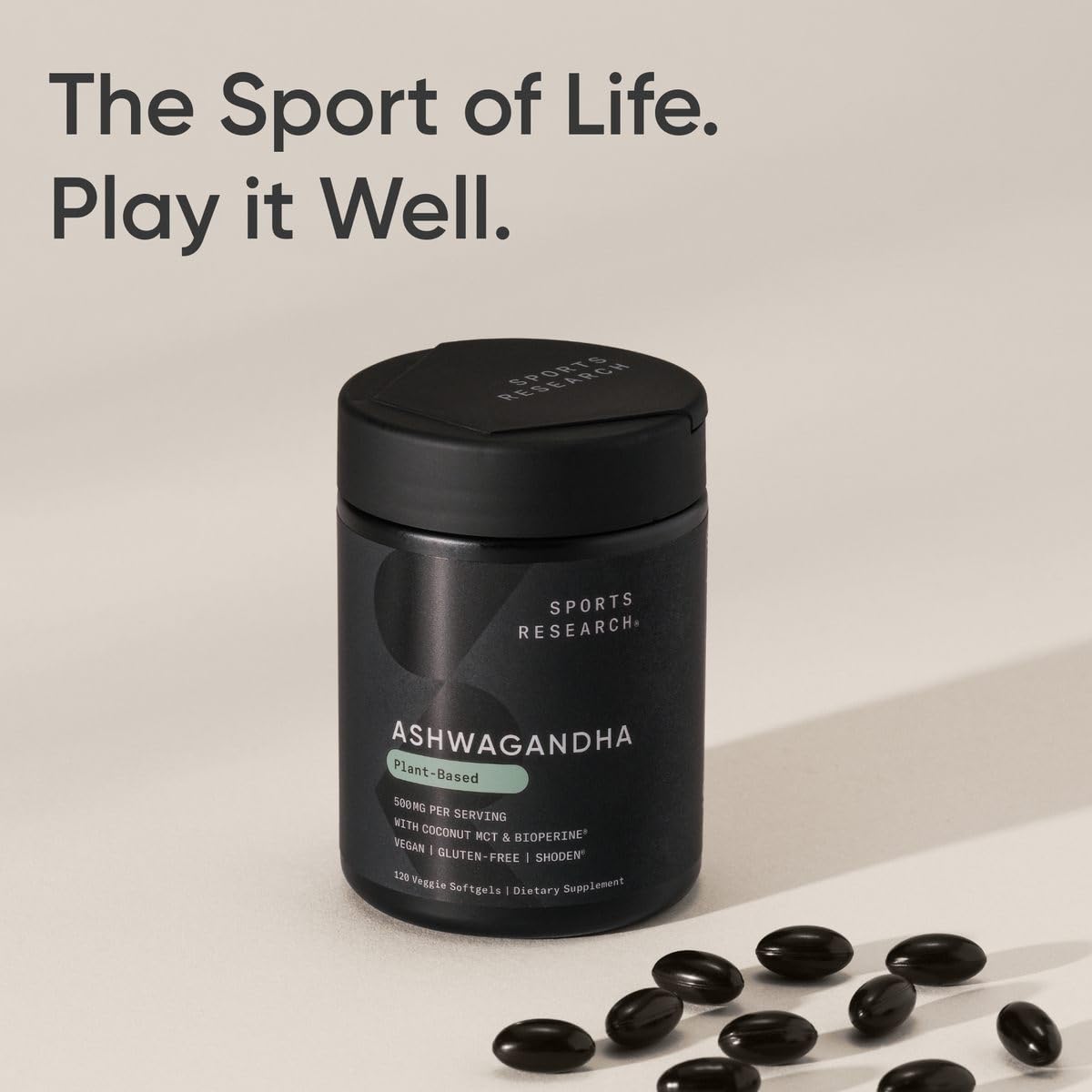 Vegan-friendly Sports Research Ashwagandha softgels for gluten-free diets