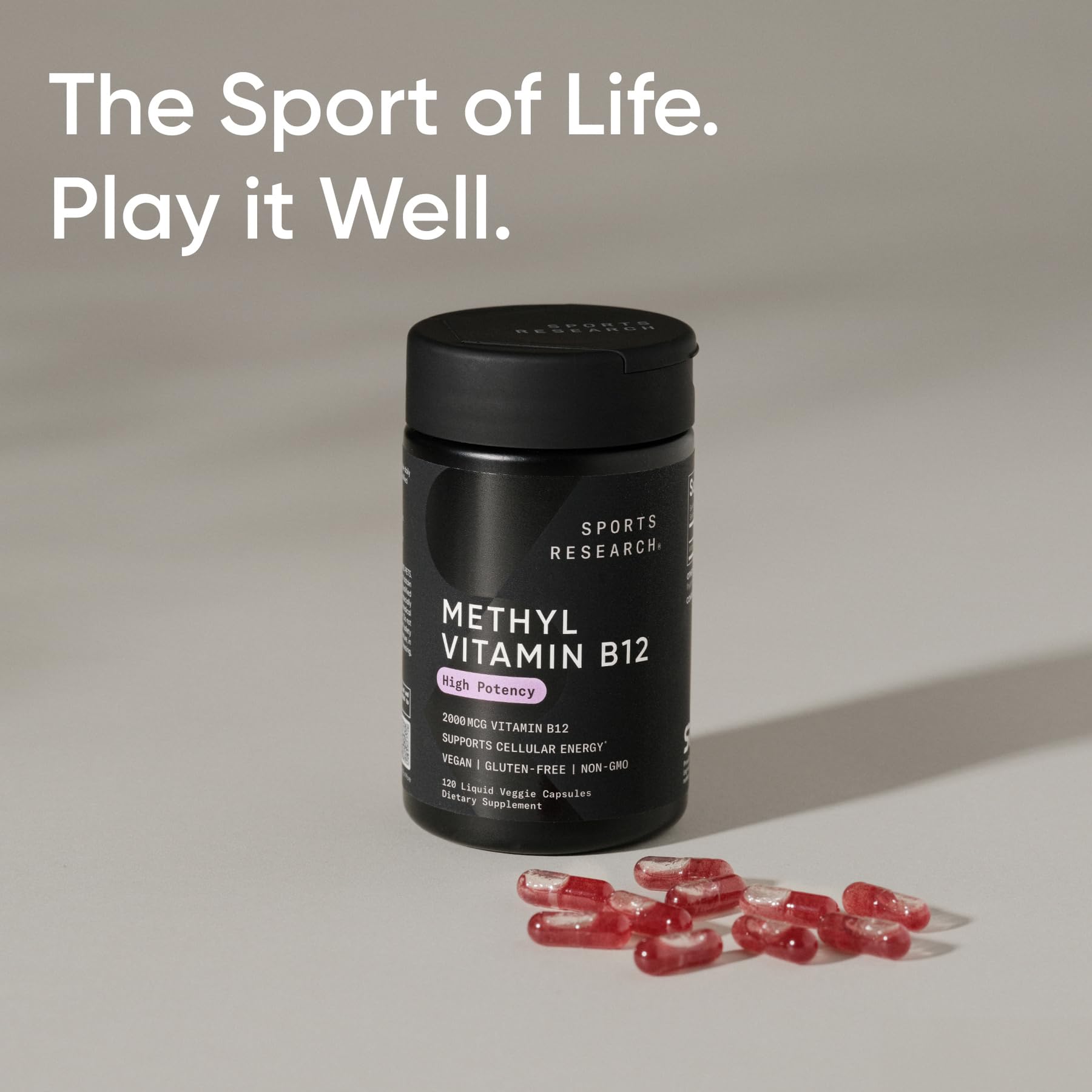 Sports Research B12 capsule release illustrates easy intake and use