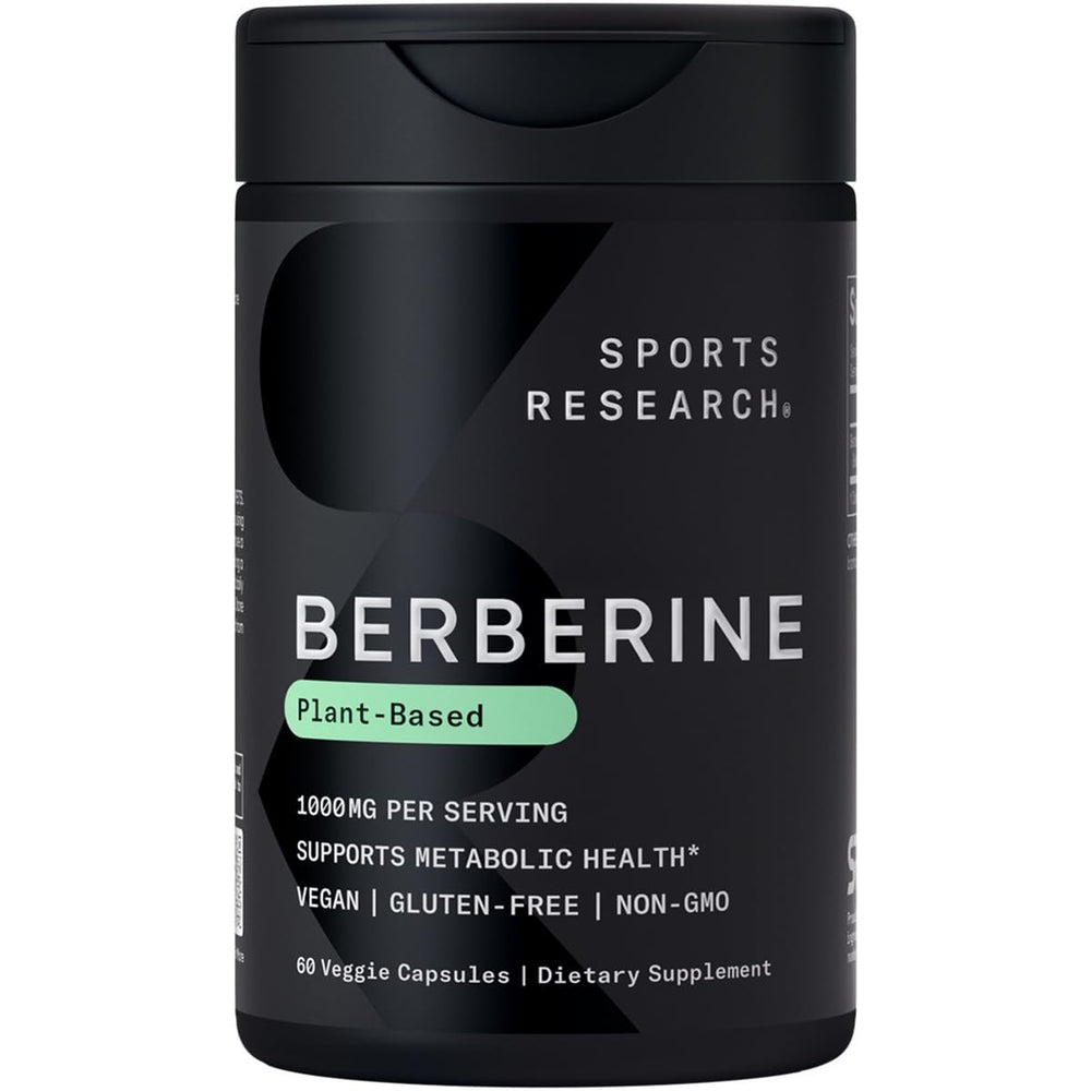 Sports Research Berberine bottle on a shelf for daily metabolic support.