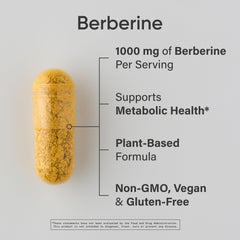 Capsules poured from Sports Research Berberine bottle for convenient daily supplementation.