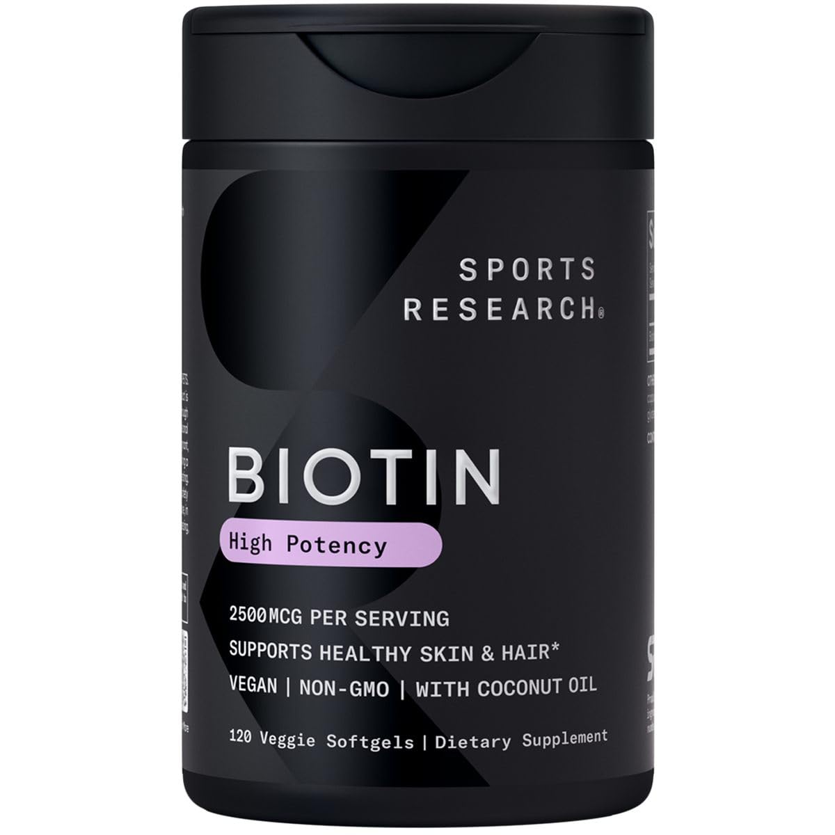 Sports Research Biotin 2,500mcg bottle for daily hair and skin support