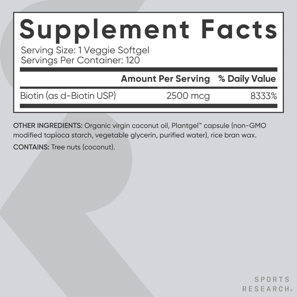 Sports Research Biotin capsules inside the container