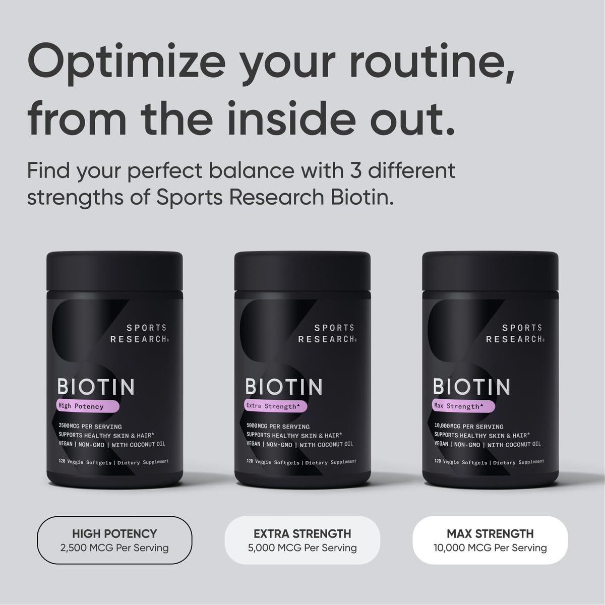 Sports Research Biotin Plantgel capsule close-up under natural light.