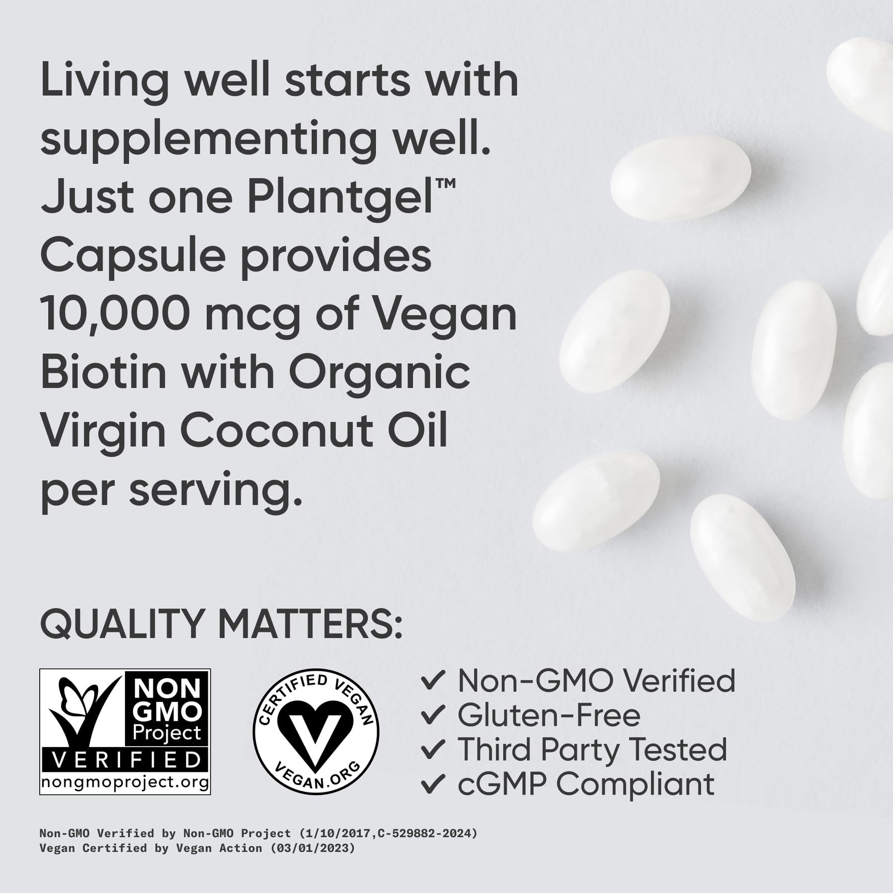 Vegan-certified seal on Sports Research Biotin bottle