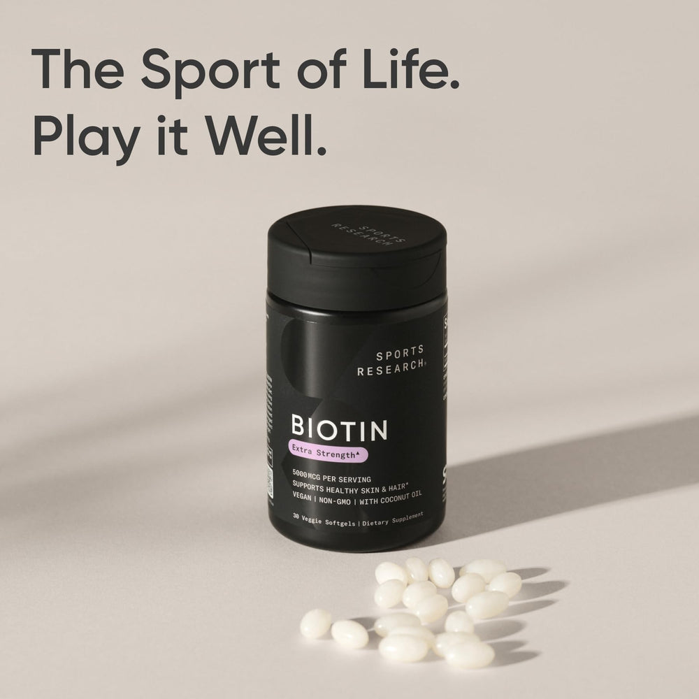 Sports Research Biotina 5000mcg, uso diario para belleza y cabello saludable