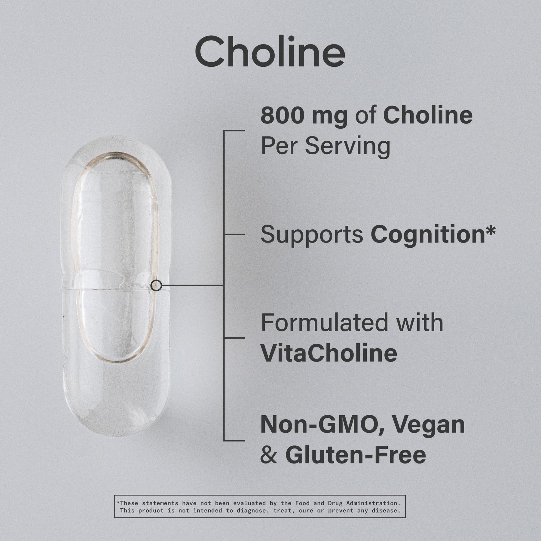 Sports Research Choline 800 mg capsules arranged for easy daily intake and focus