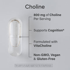 Sports Research Choline 800 mg capsules arranged for easy daily intake and focus