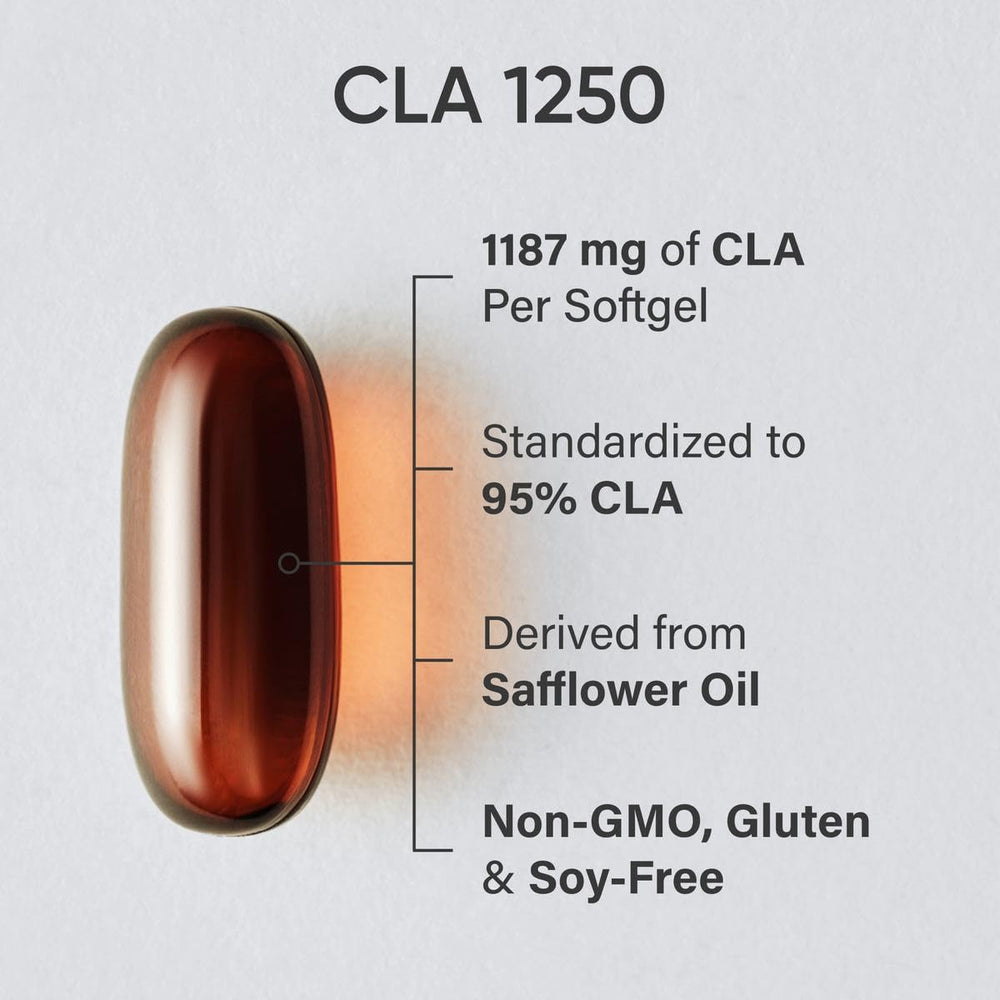 Sports Research CLA softgels close-up highlighting high potency.