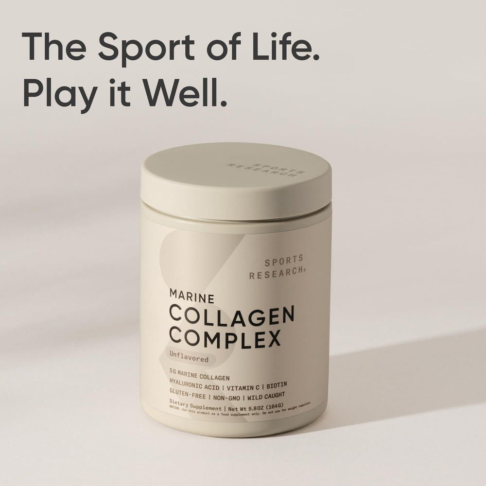 Sports Research Collagen Beauty Complex label confirms non-GMO and pescatarian.