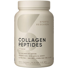 Sports Research Collagen Peptides bottle side for easy daily use and joint support.