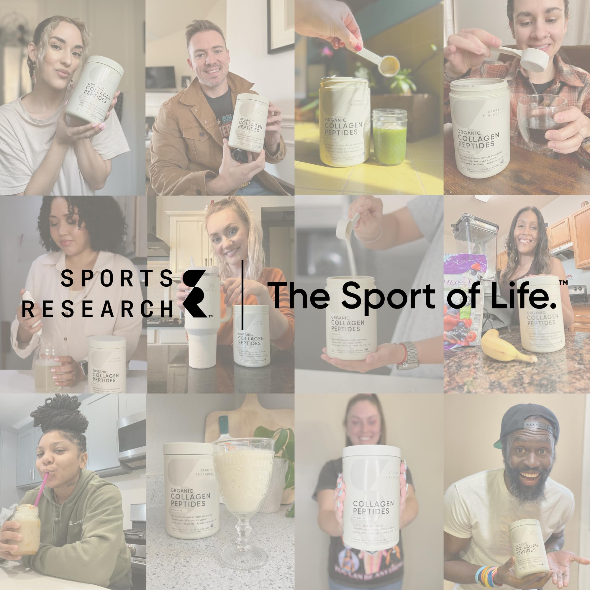 Sports Research Collagen Peptides prepared drink showing 40 calories per serving