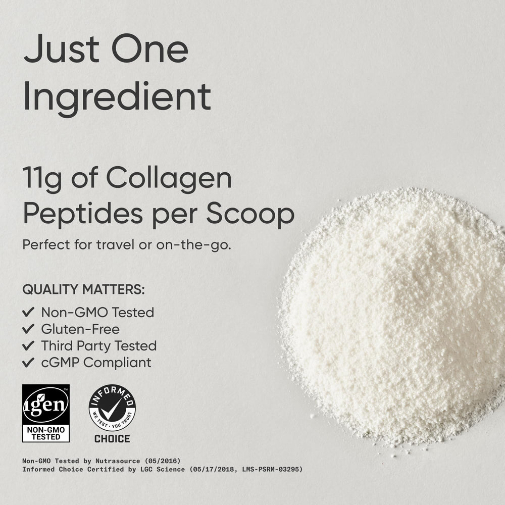 Sports Research Collagen Peptides poured into a glass for easy daily mixing.