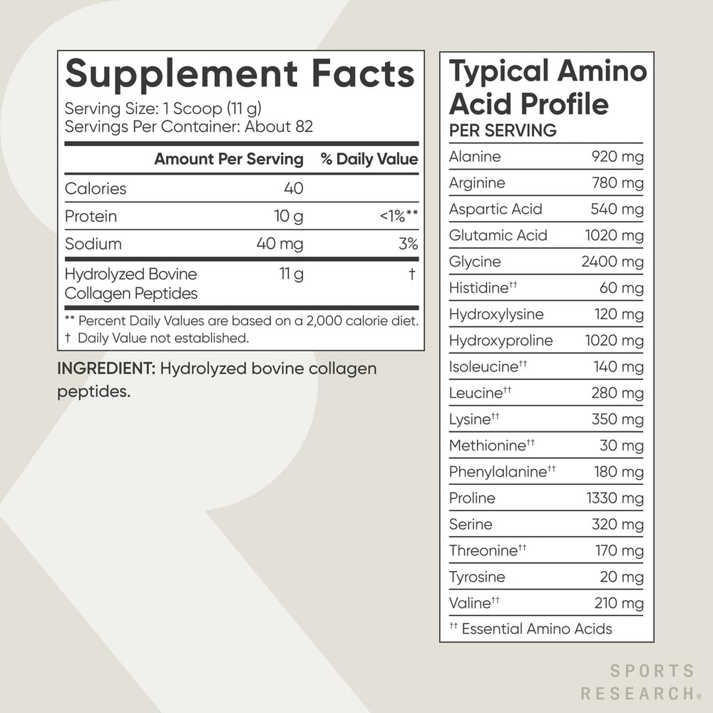 Sports Research Collagen Peptides powder dissolving in water, demonstrating fast mixability.