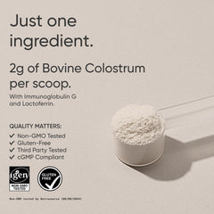 Sports Research colostrum powder scoop shows two grams per serving.