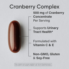 Sports Research Cranberry Fruit Complex bottle pour, for daily urinary health support.