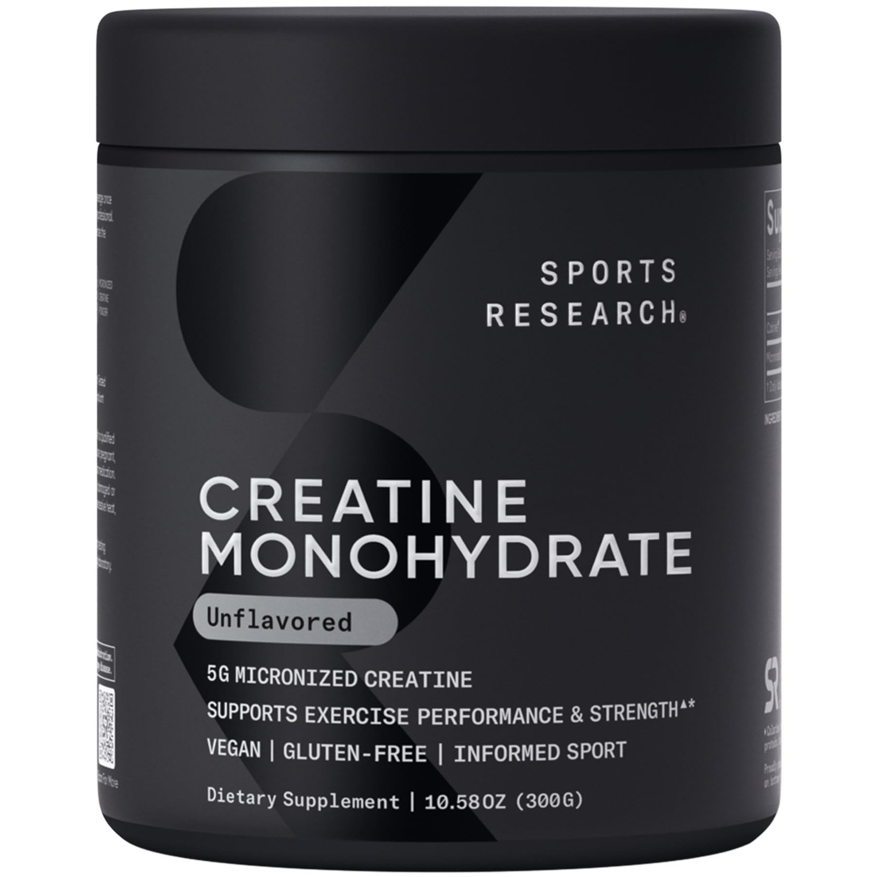 Sports Research Creatine Monohydrate powder bottle ready for strength training.