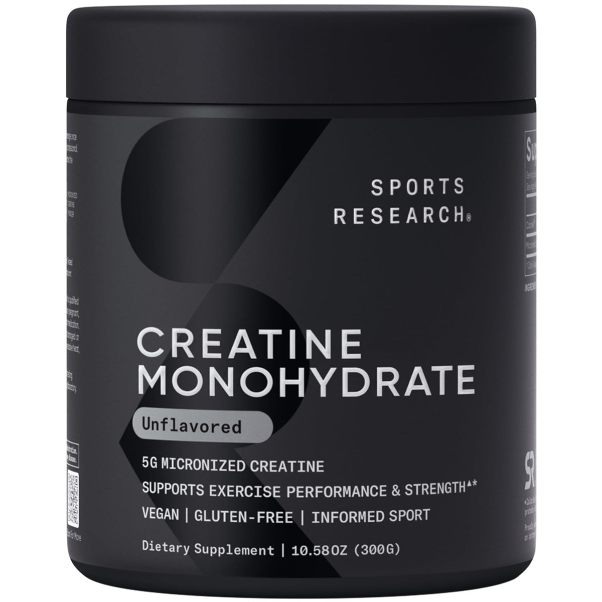 Sports Research Creatine Monohydrate powder bottle ready for strength training.