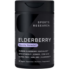 Sports Research Daily Immune Elderberry bottle with capsules for daily immune support