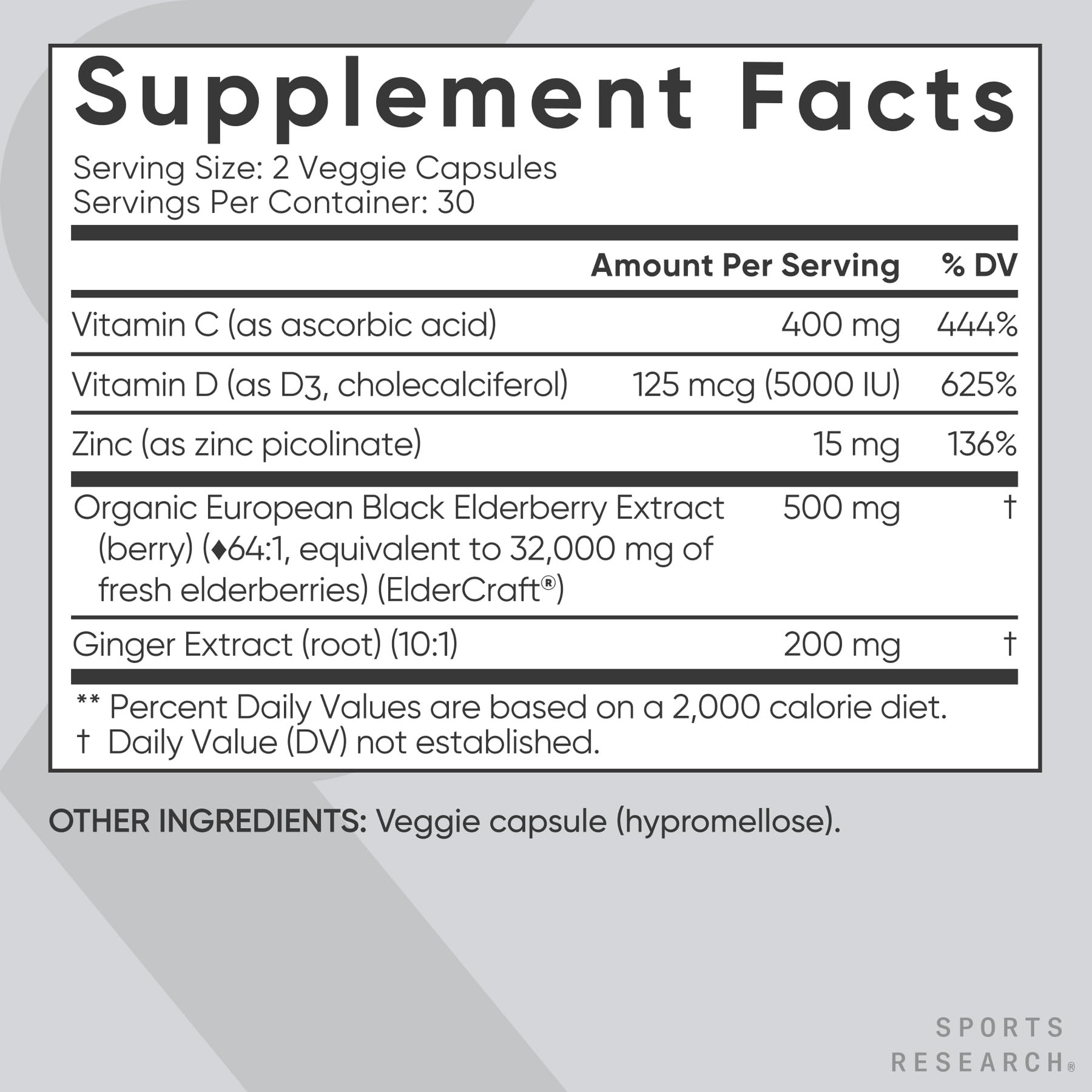 Sports Research Daily Immune label shows non-GMO and gluten-free claims for trusted quality