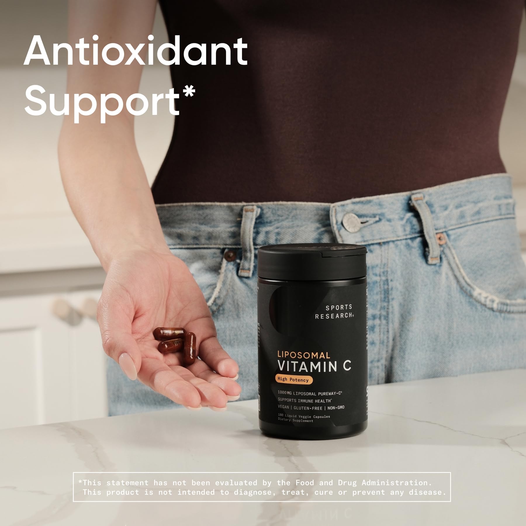 Sports Research bottle emphasizing daily immune support and convenient use
