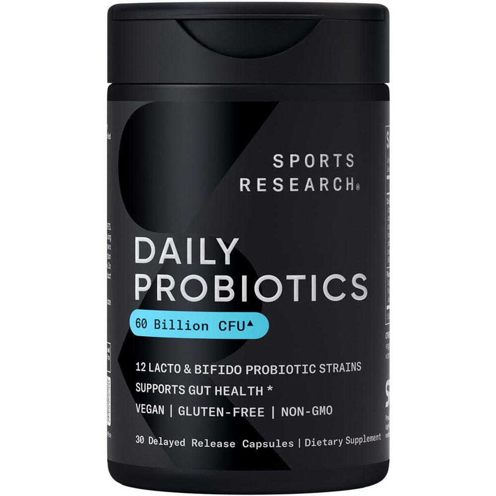 Sports Research Daily Probiotics bottle front view for daily gut support