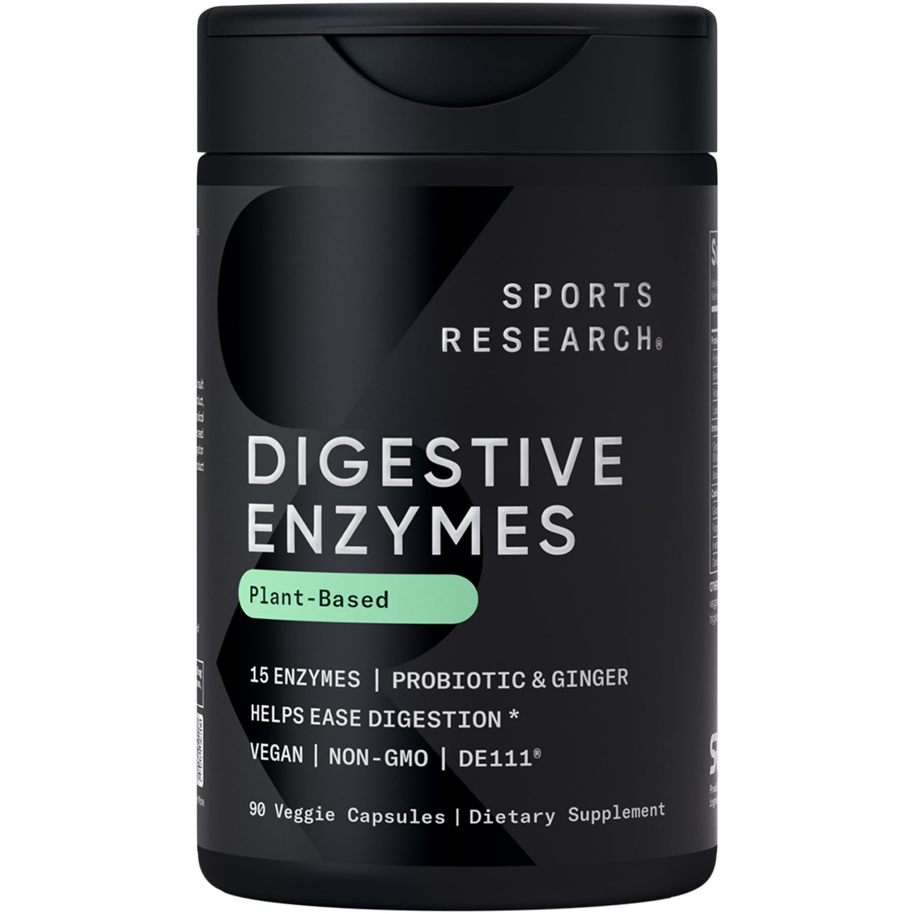 Sports Research Digestive Enzymes bottle on a kitchen counter supporting meal digestion