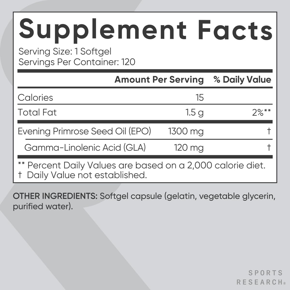 Packaging highlights gluten-free and non-GMO features of Sports Research Evening Primrose