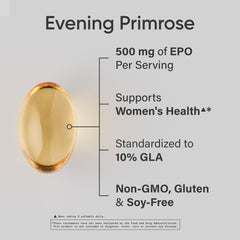 Sports Research Evening Primrose Oil softgels display the 1300mg dosage for convenient supplementation.
