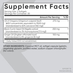 Sports Research ginger oil blend label with warm aroma emphasis