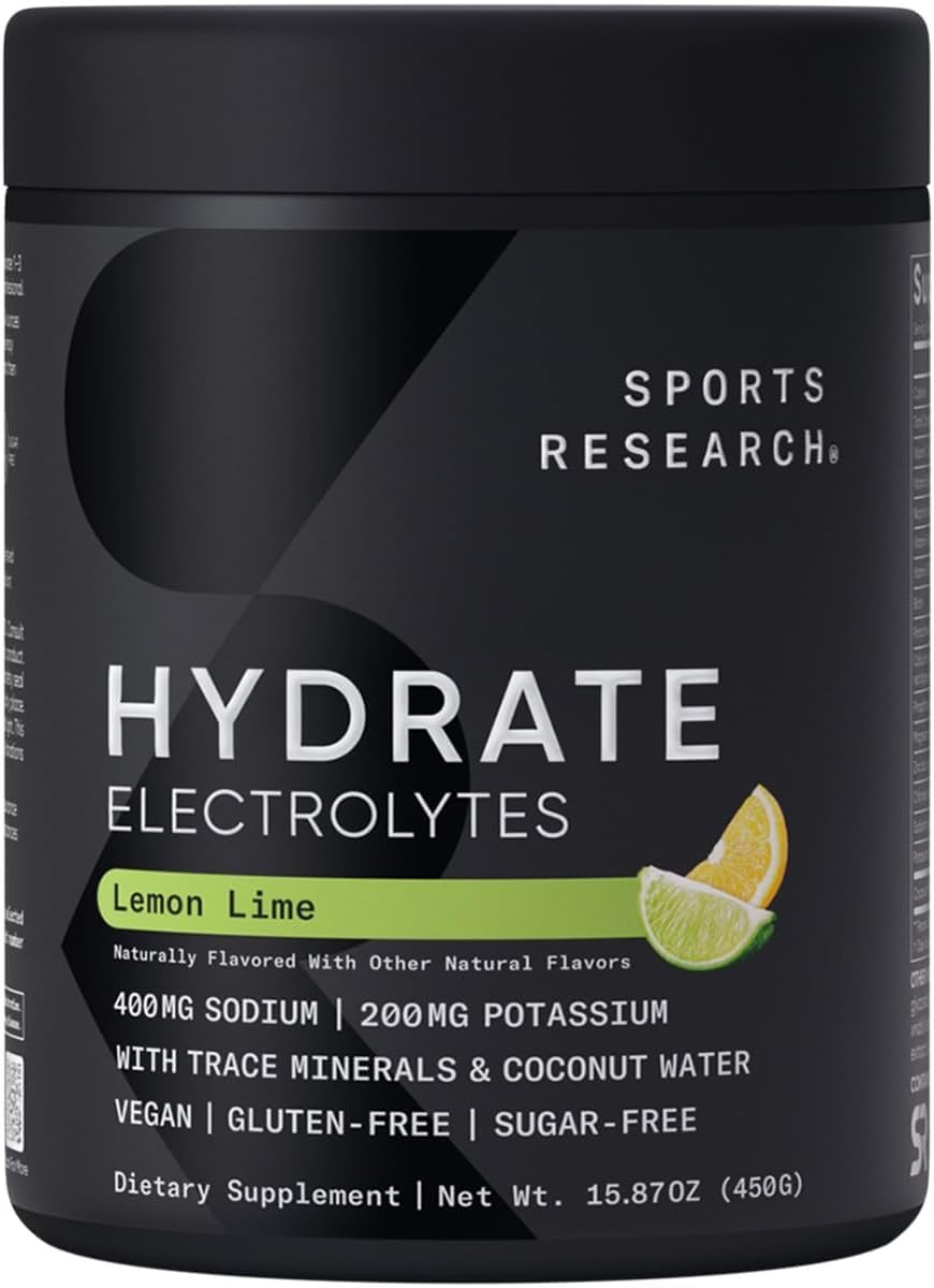Sports Research Hydrate close-up label showing minerals and vitamins