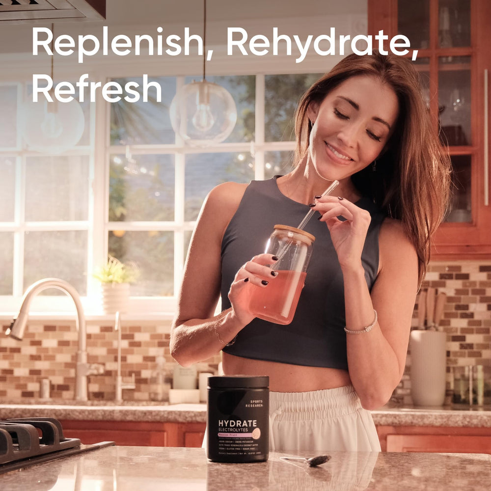 Sports Research Hydrate variety pack shows flavors for sugar-free hydration options.