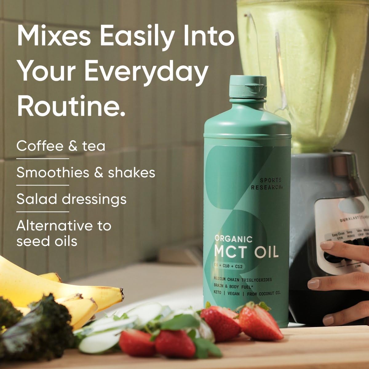 Sports Research MCT Oil bakes into recipes for keto-friendly fat boost.