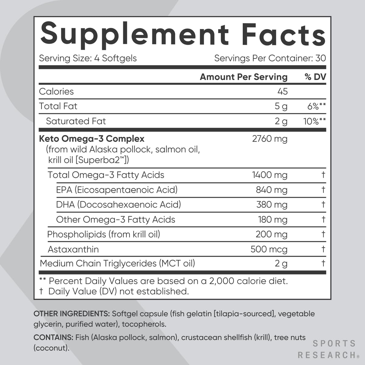Sports Research Keto Omega bottle on kitchen counter for daily wellness routine