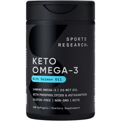 Sports Research Keto Omega bottle with wild sockeye salmon visual for keto-friendly omega-3