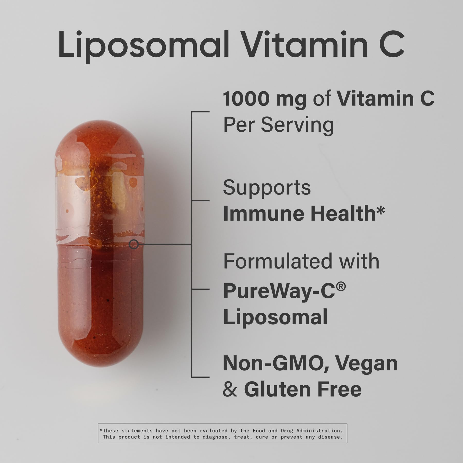 Sports Research liposomal Vitamin C capsules close-up demonstrating easy-to-swallow design for daily use